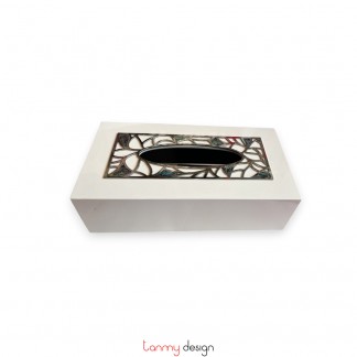 Hộp khăn giấy inox cẩn ốc trắng 25*13*H7cm